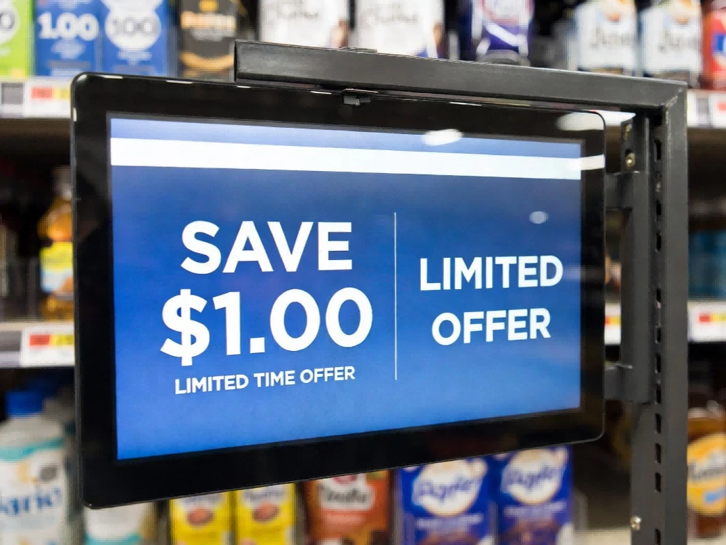 Bar LCD Display Sanni gafe min bɛ kɛ ka ɲɛsin Retail Shelf Signage ma
